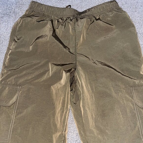 GOOD AMERICAN NYLON PARACHUTE CARGO JOGGER PANTS Chocolate Brown Size 2 = Medium - Picture 2 of 15